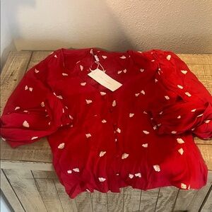 Lush Red Floral Women's Top